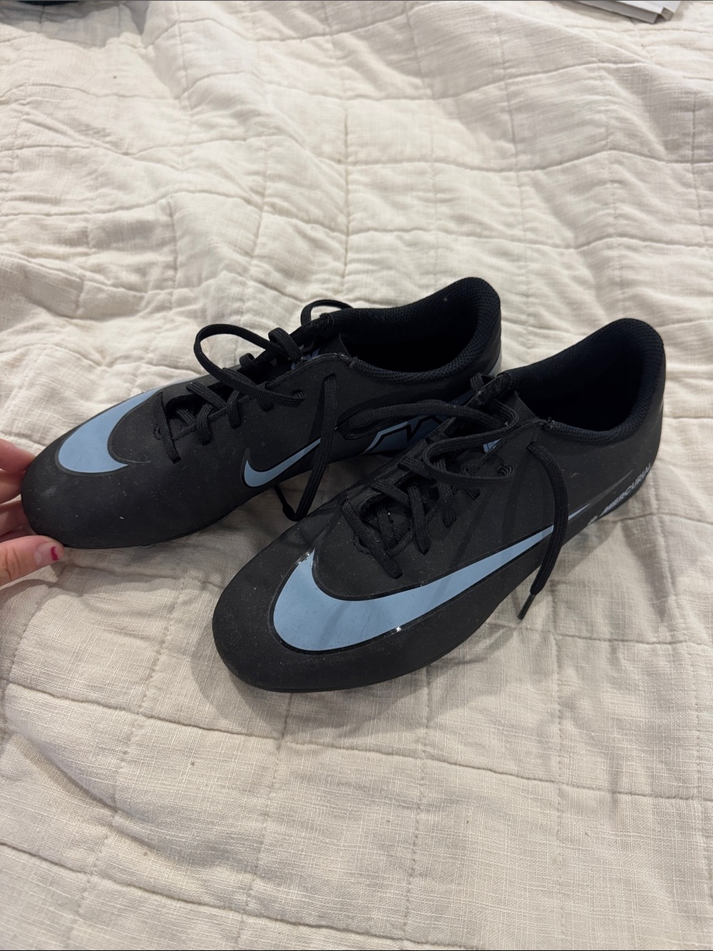 Nike Black Sneakers with Light Blue Swoosh